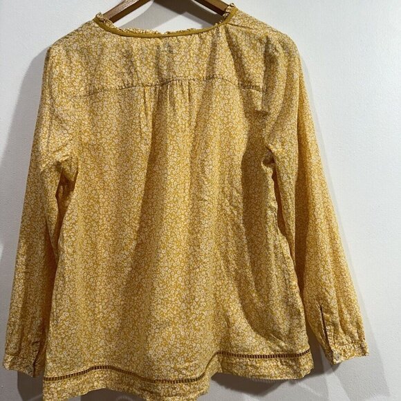 Talbots Top Women Women's Yellow Long  Sleeve Split V Neck Eyelet‎  Tunic SZ LP - Picture 8 of 14